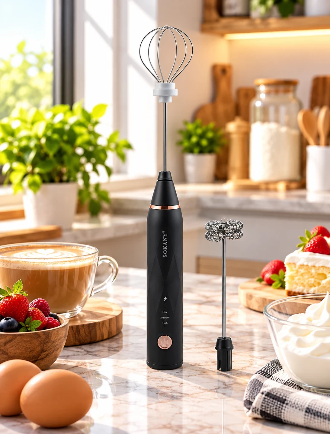 SOKANY SK-201A Rechargeable Electric Hand Mixer – USB Charging, Double Whisk Heads & Silent Operation